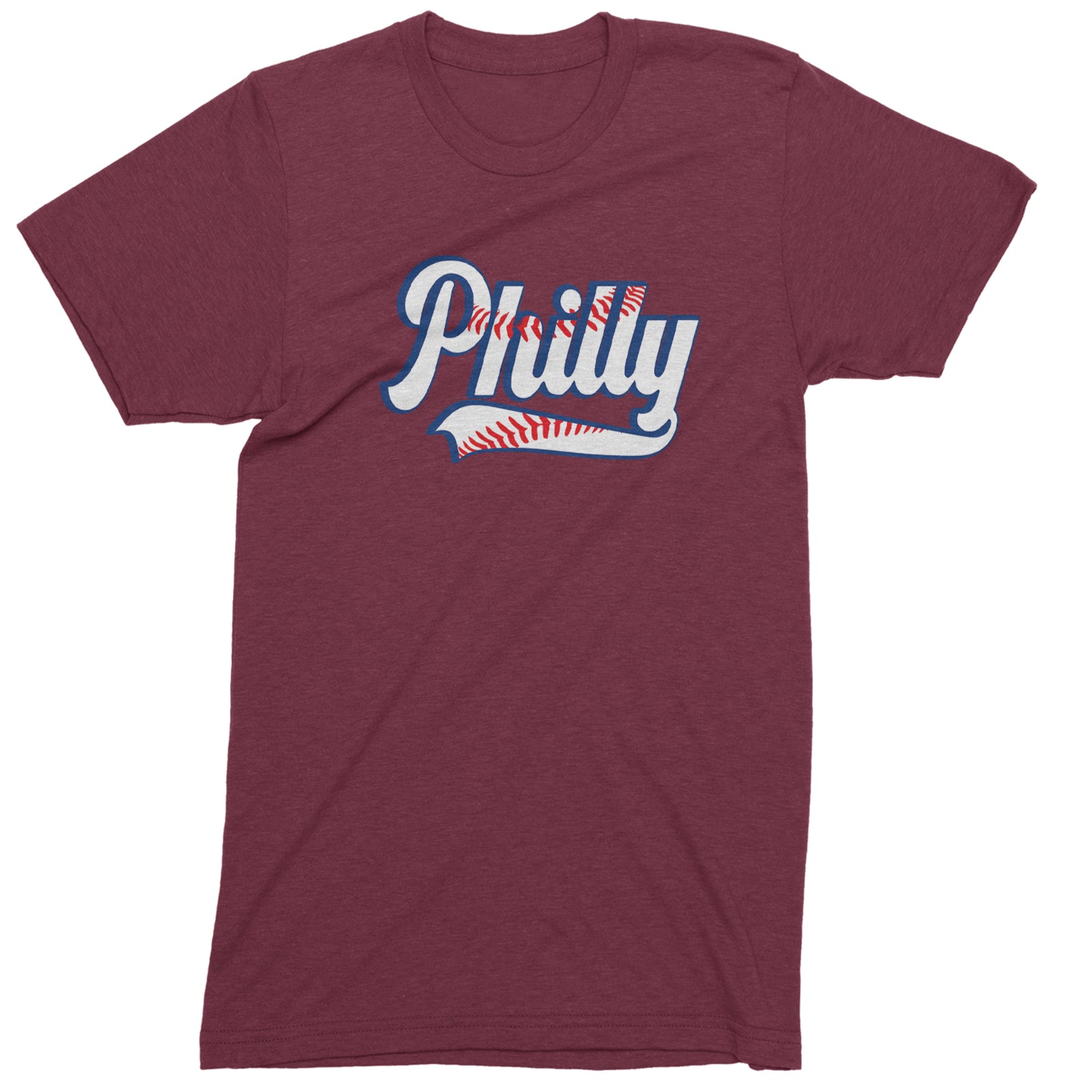 Philly Baseball Stitching Men's T-shirt Maroon