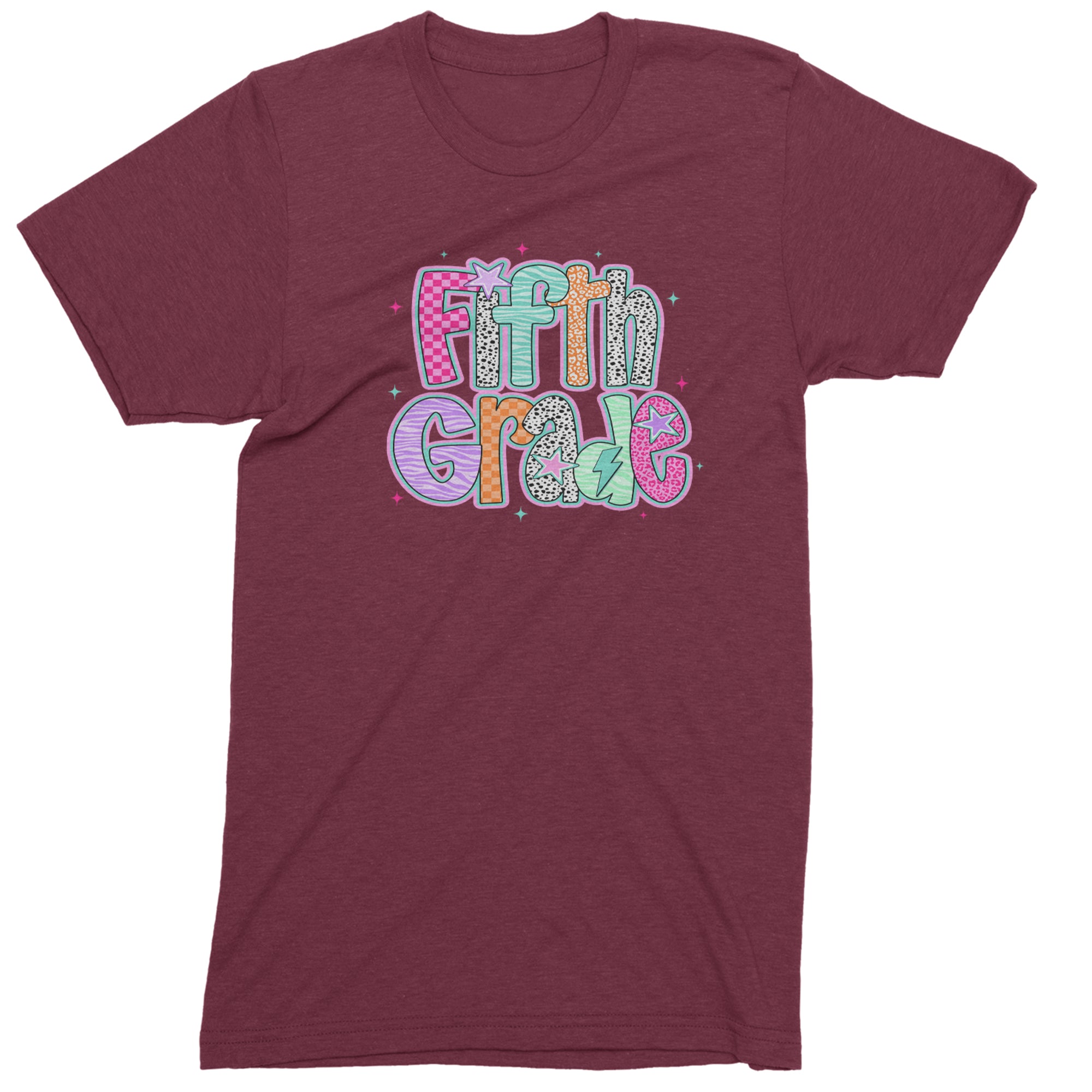 Fifth Grade Fly Colorful Back to School Men's T-shirt Maroon