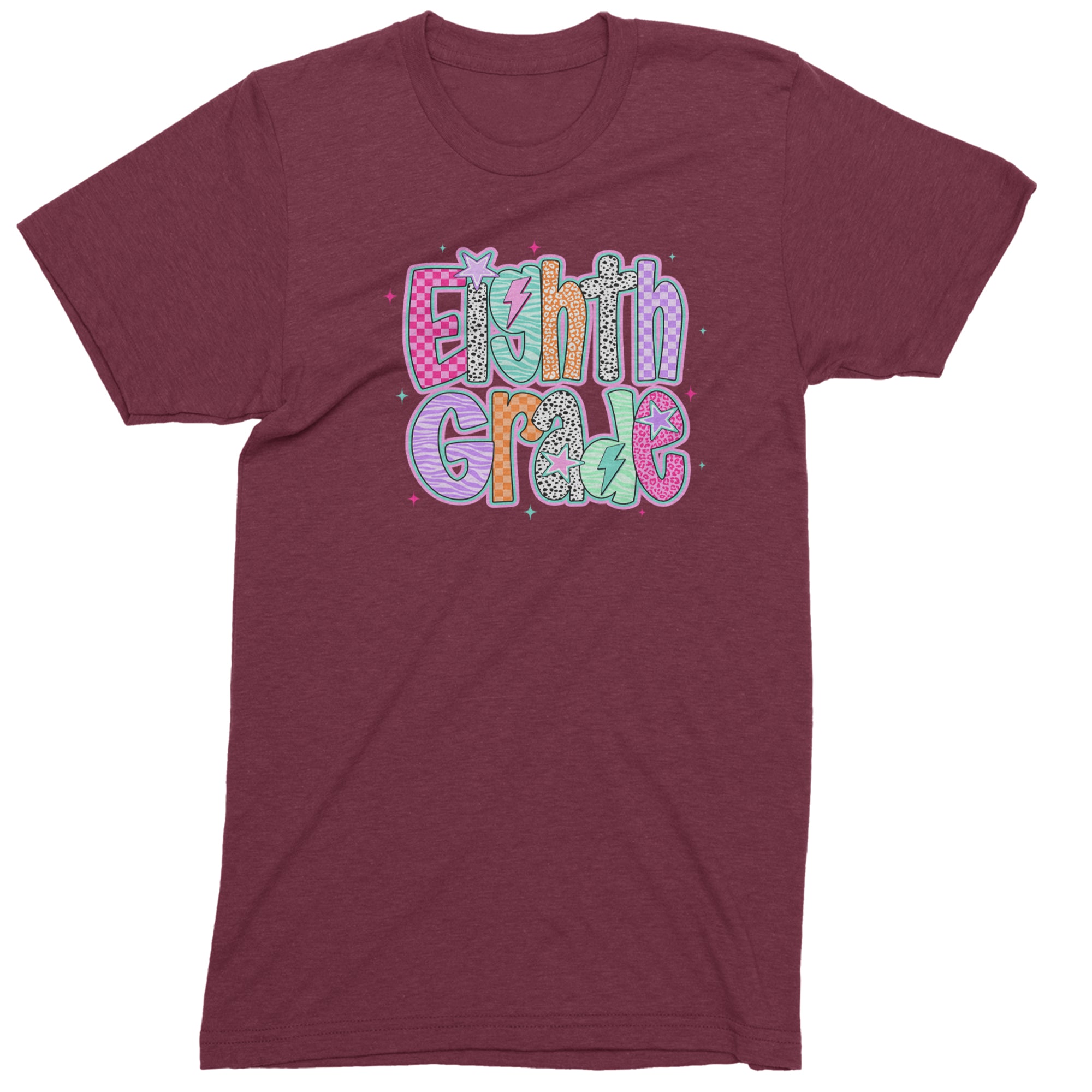 Eighth Grade Energy Colorful Back to School Men's T-shirt Maroon