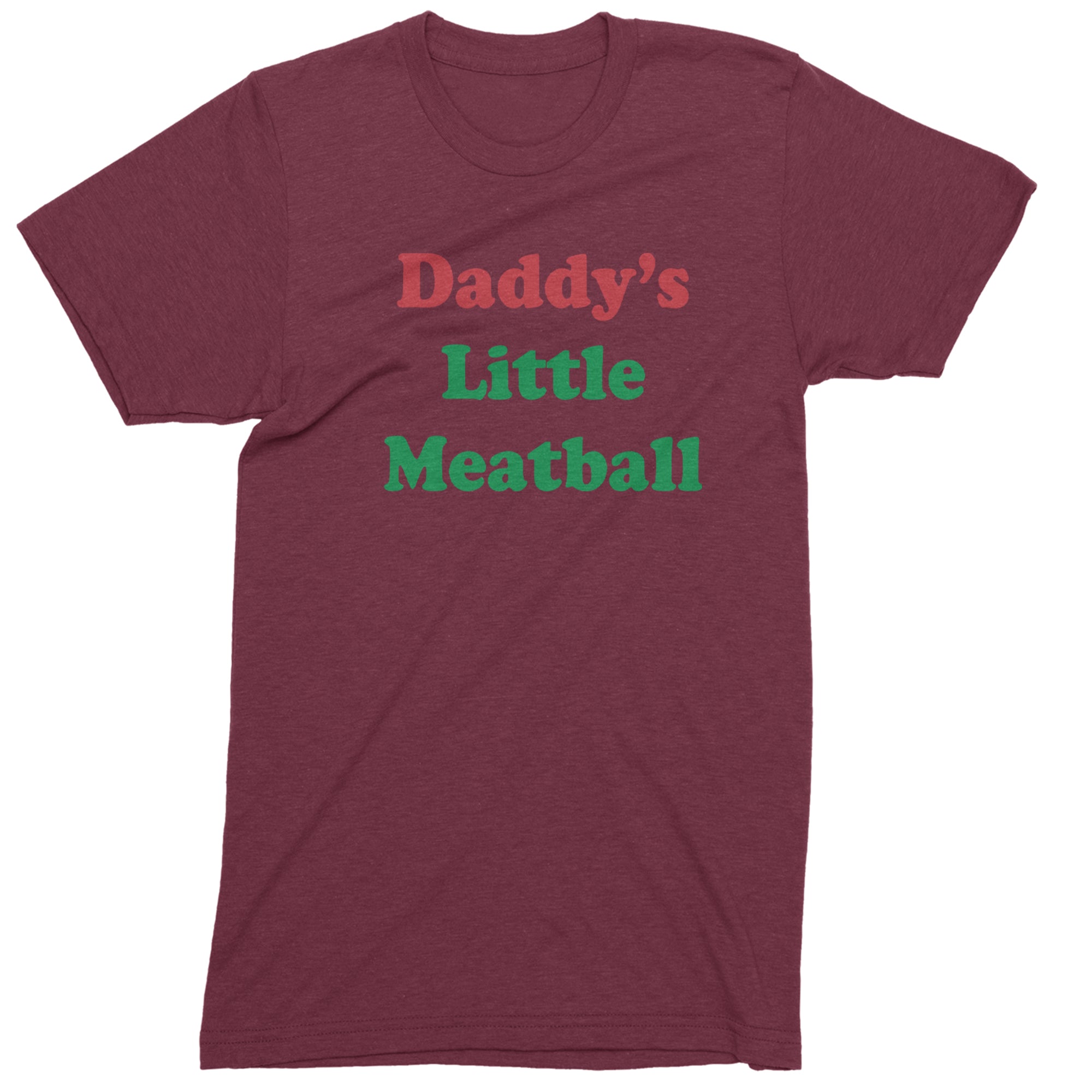 Daddy's Little Meatball Love Island Mens T-shirt Maroon