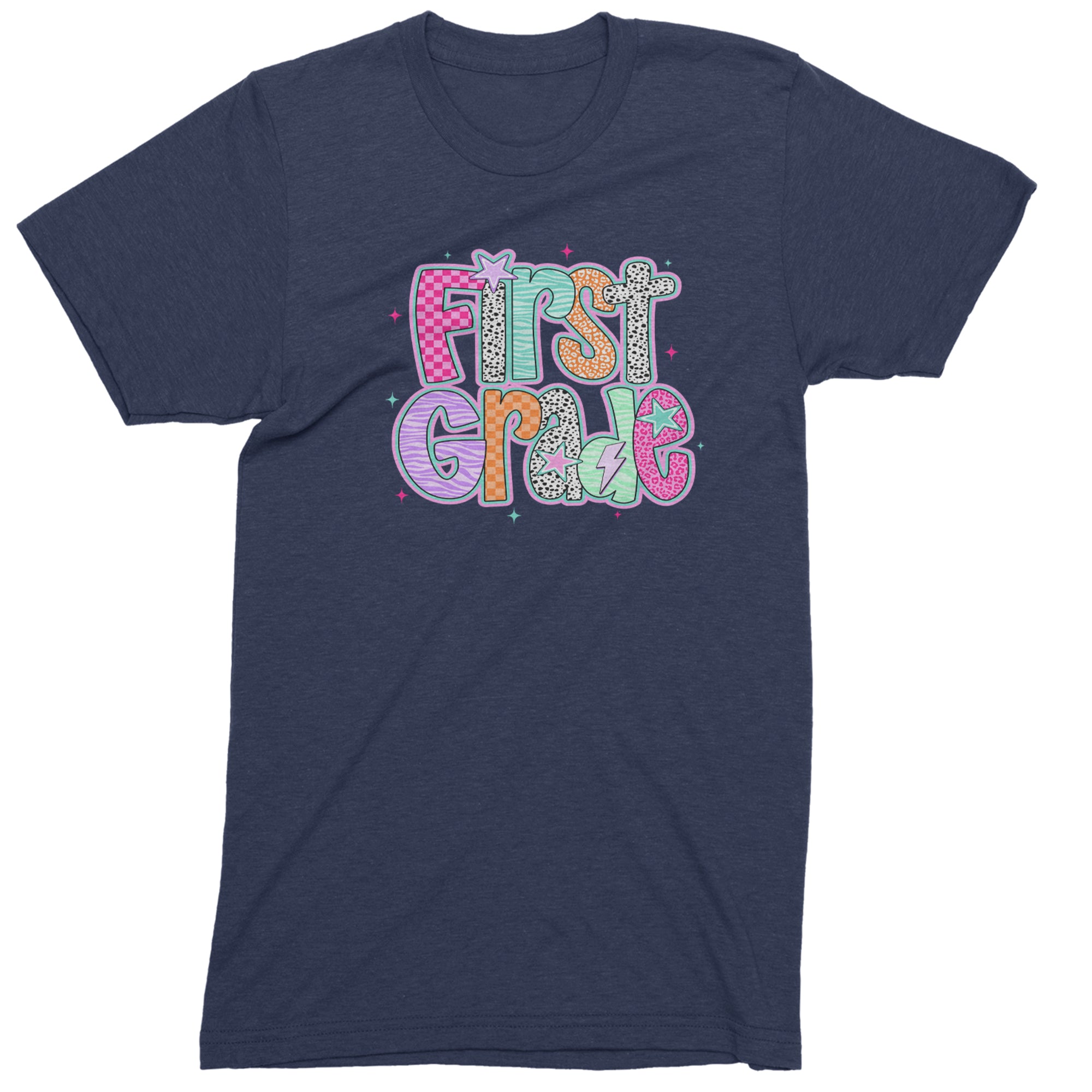 First Grade Vibes Colorful Back to School Men's T-shirt Navy Blue