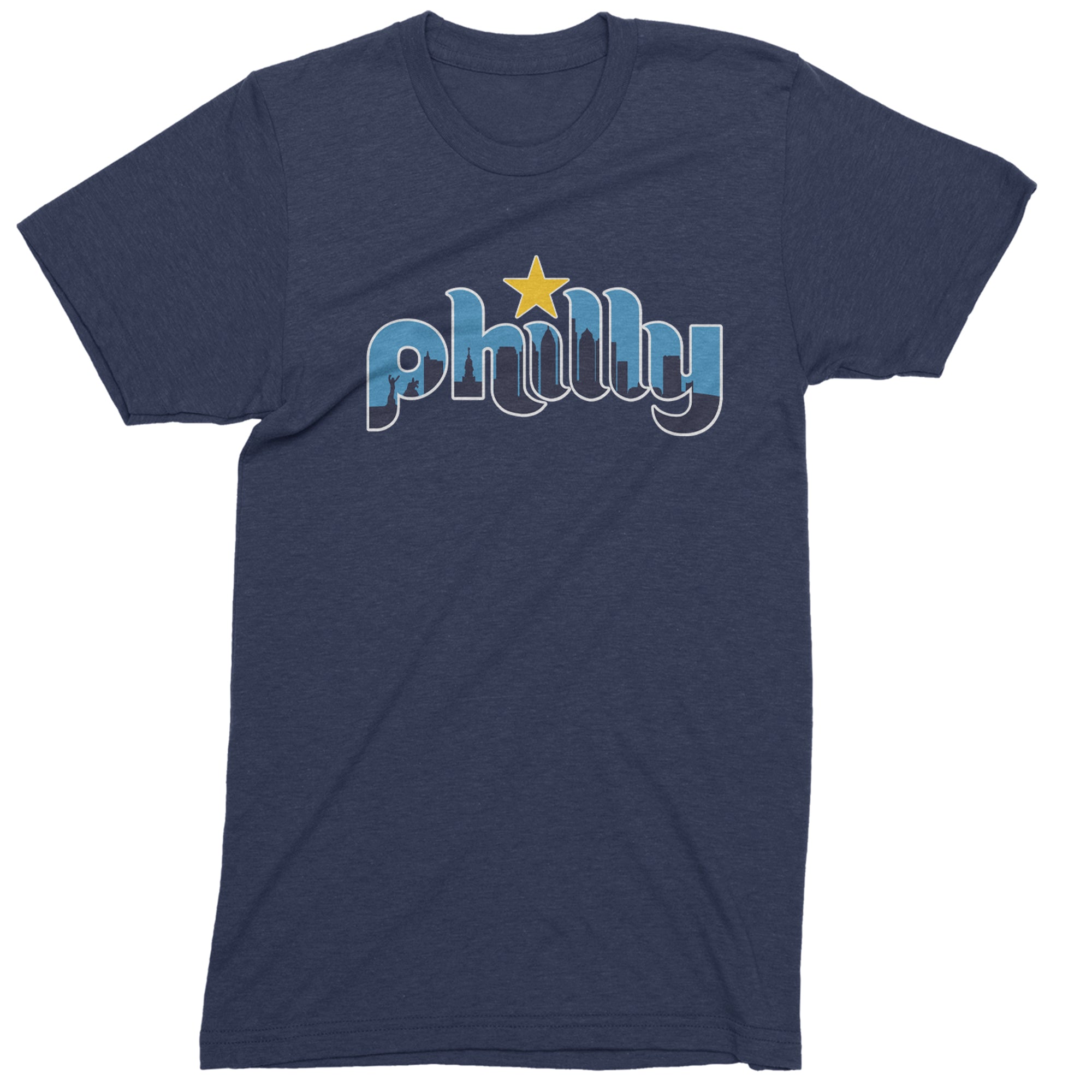 Skyline Philly Philadelphia Men's T-shirt Navy Blue