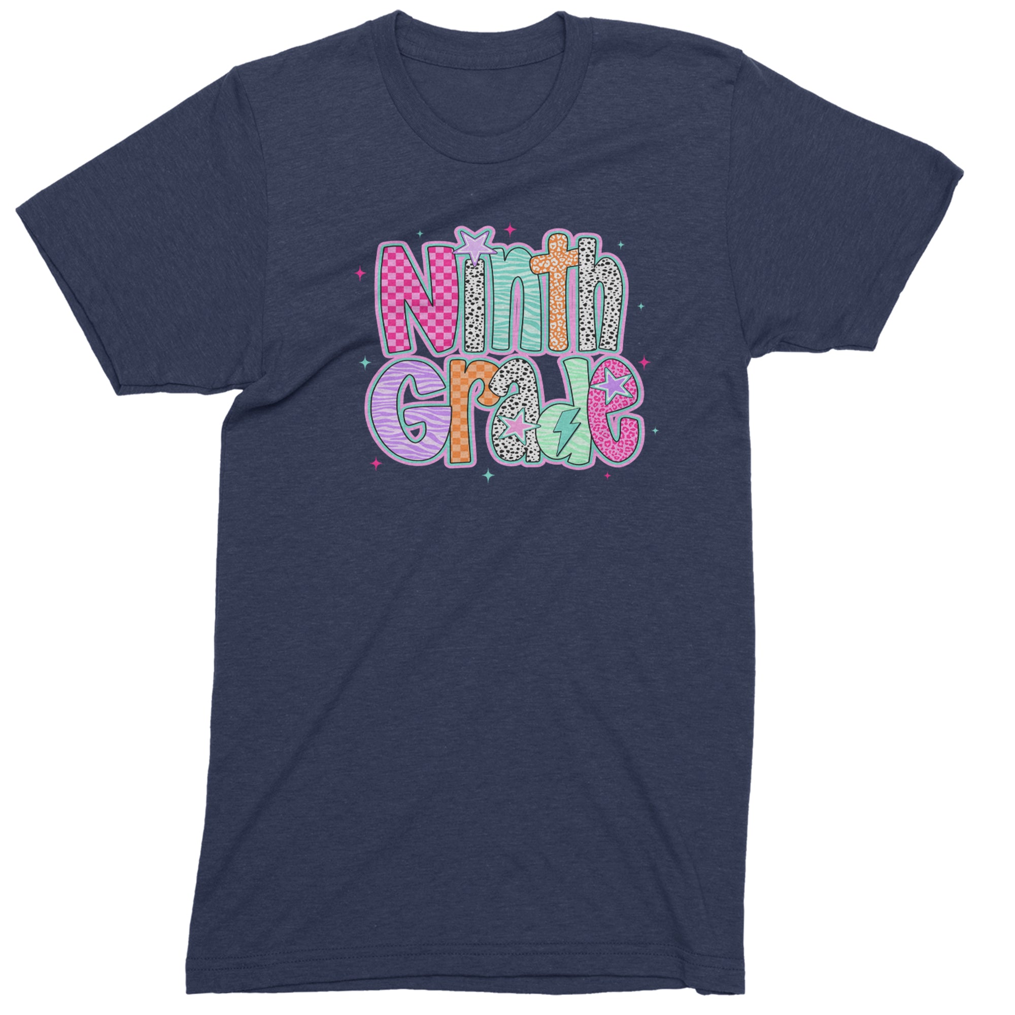 Ninth Grade Freshman Vibes Colorful Back to School Men's T-shirt Navy Blue