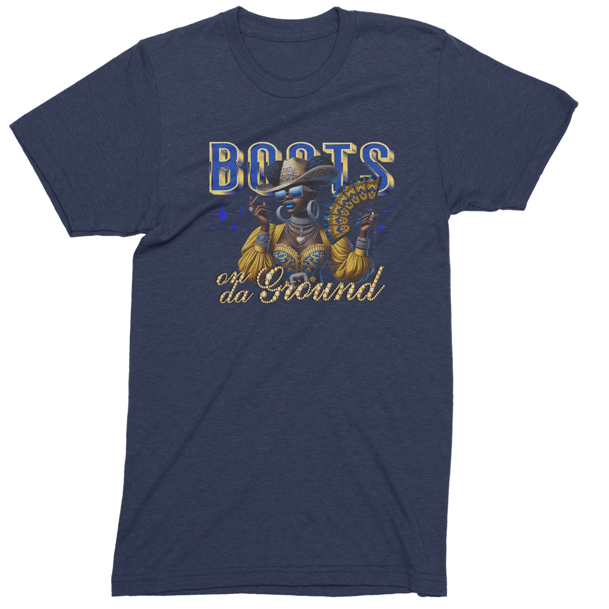 Boots On Da Ground Folding Fan Men's T-shirt Navy Blue