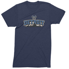 Detroit Motor City Retro Piston Mens T-shirt Navy Blue
