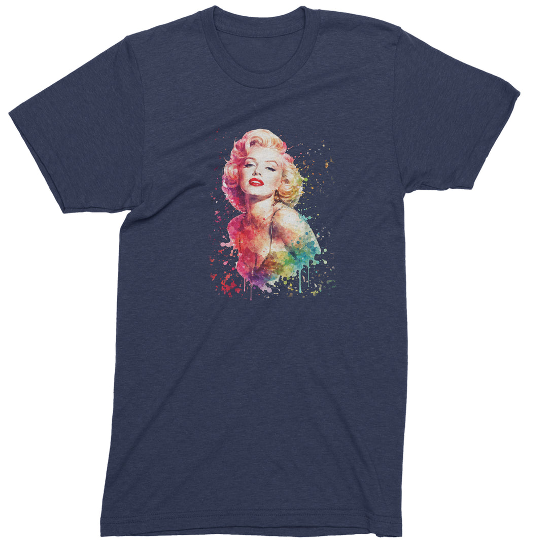 Mrs. Monroe Watercolors Bombshell Mens T-shirt Navy Blue