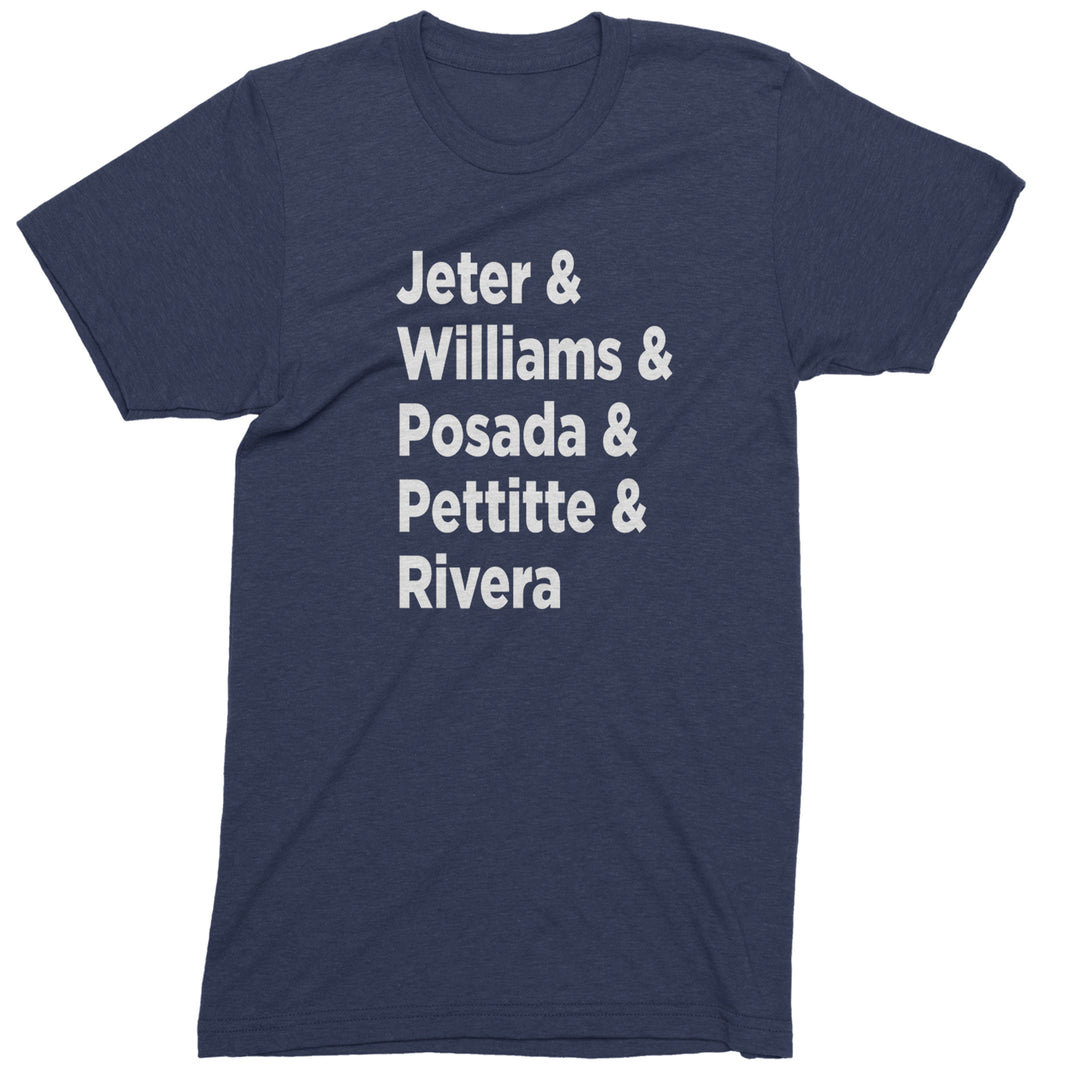 Jeter & Williams & Posada & Pettitte & Rivera Mens T-shirt Navy Blue