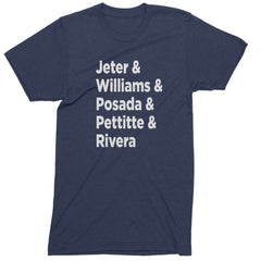 Jeter & Williams & Posada & Pettitte & Rivera Mens T-shirt Navy Blue