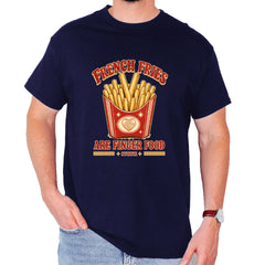 French Fries Are Finger Food IYKYK Mens T-shirt Navy Blue
