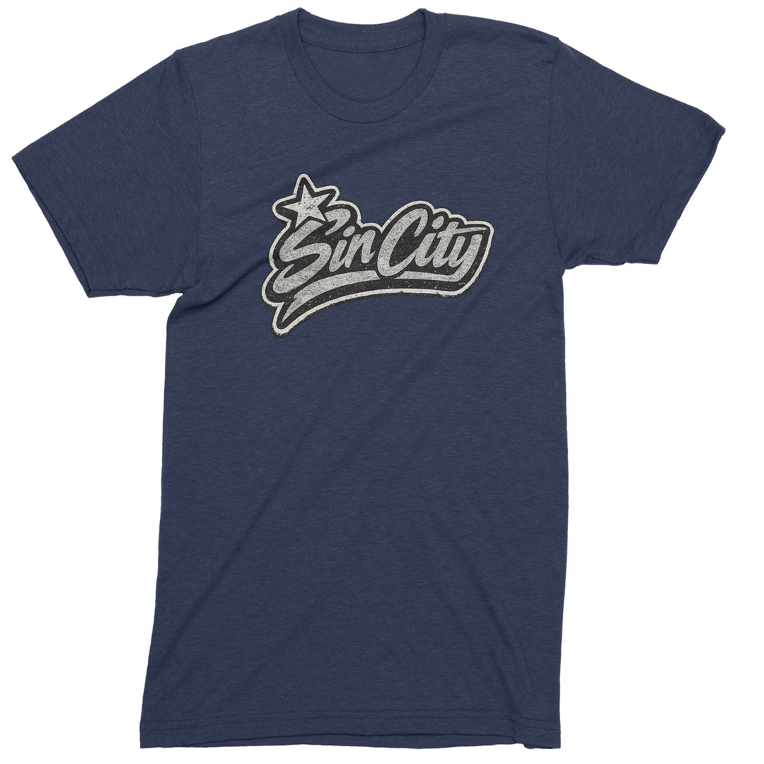 Sin City Vegas Retro Vintage Mens T-shirt Navy Blue