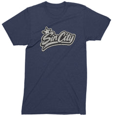 Sin City Vegas Retro Vintage Mens T-shirt Navy Blue