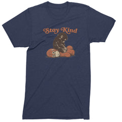Punch Stay Kind Macaque Mens T-shirt Navy Blue
