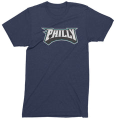 Philly Bold Block Throwback Mens T-shirt Navy Blue
