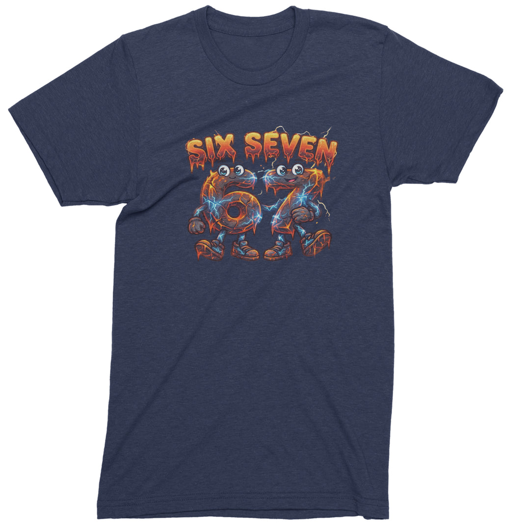 67 Lava Lightning Six Seven Meme Mens T-shirt Navy Blue