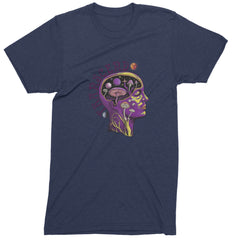 Psychedelic Cosmic Mushroom Head Men's T-shirt Navy Blue