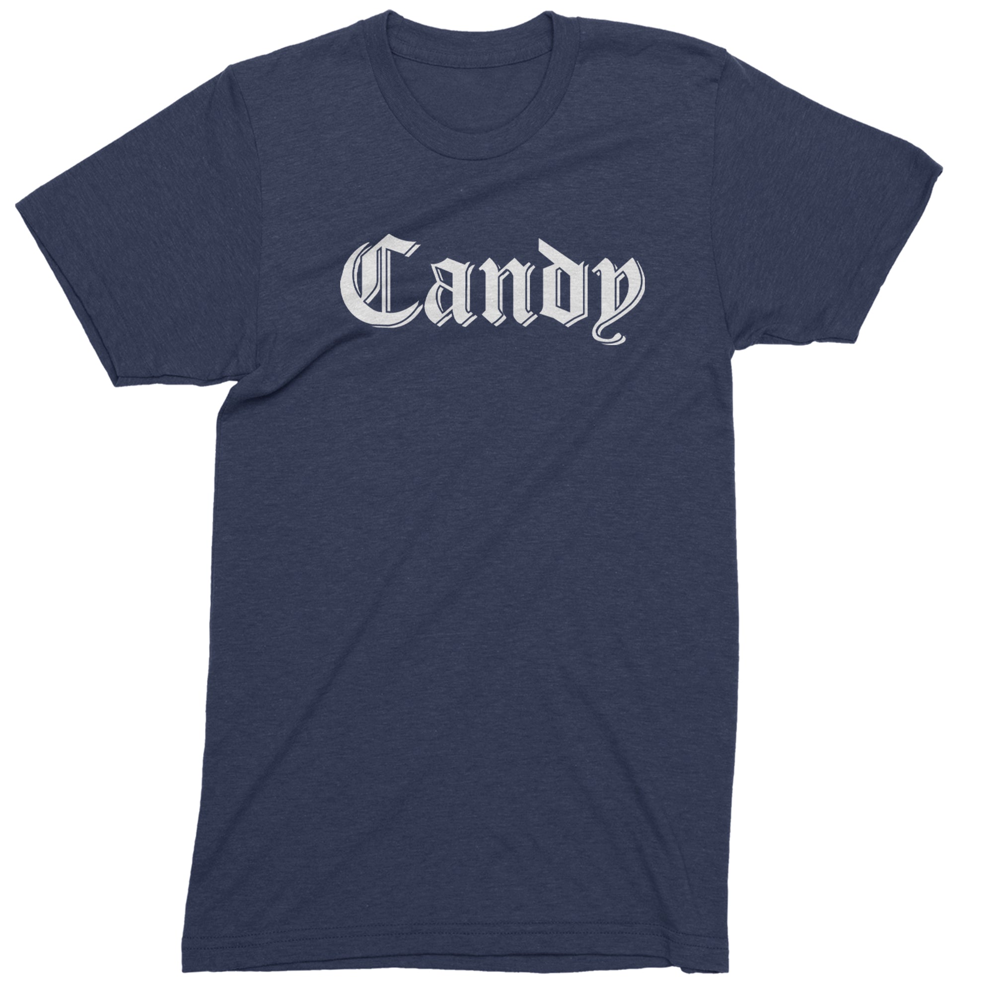 Candy Gothic Lettering Mens T-shirt Navy Blue
