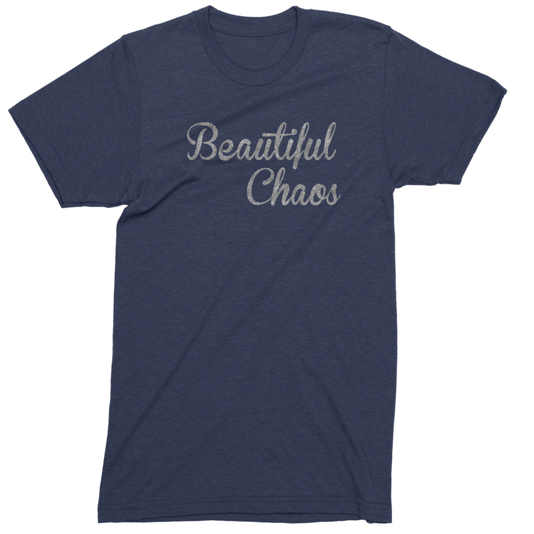 Beautiful Chaos Glitter Music Festival Mens T-shirt Navy Blue