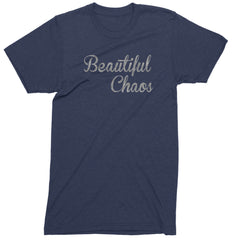 Beautiful Chaos Glitter Music Festival Mens T-shirt Navy Blue