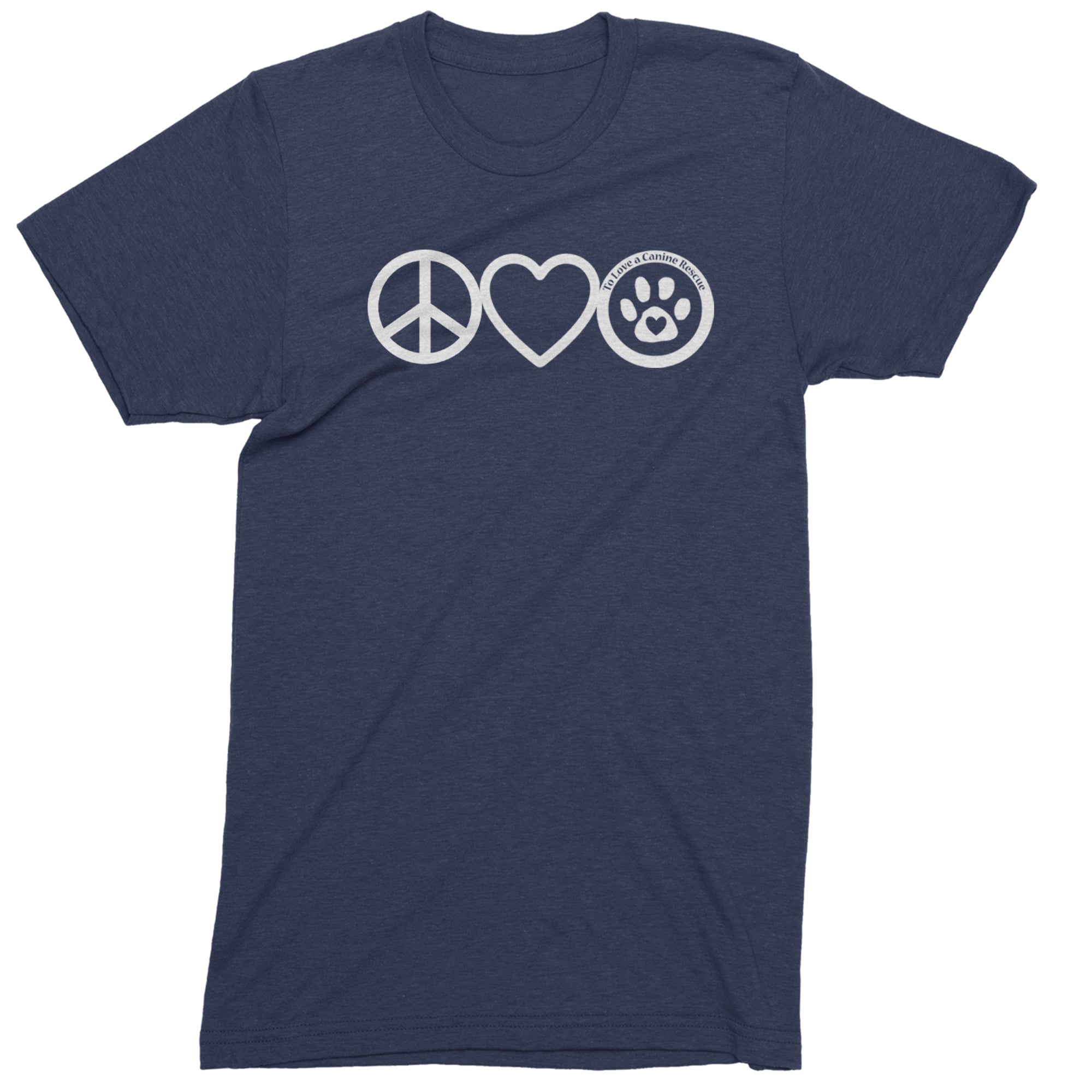 Peace, Love and TLC Dog Rescue Mens T-shirt Navy Blue