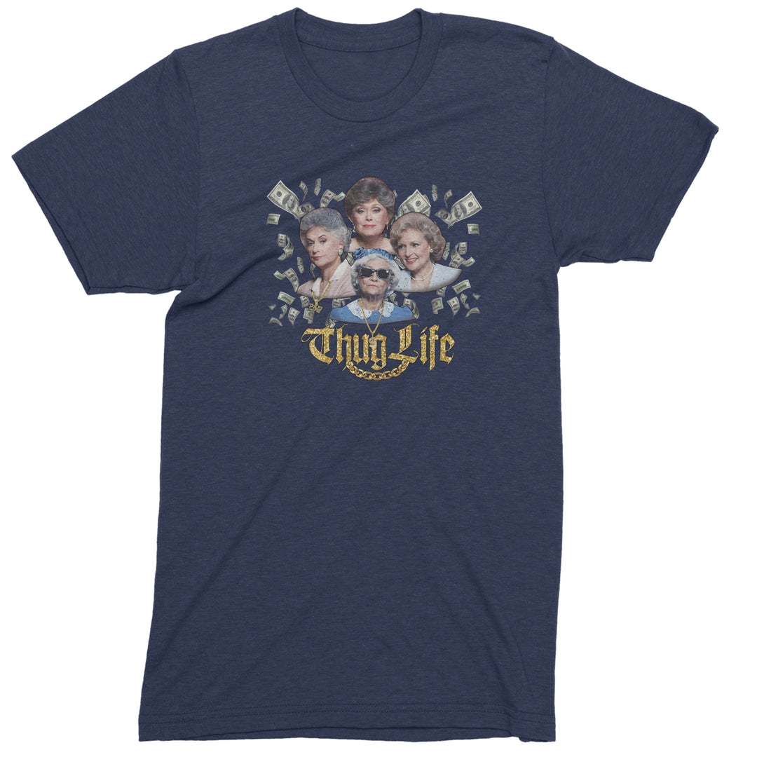 Golden Chain Thug Life Girls Mens T-shirt Navy Blue