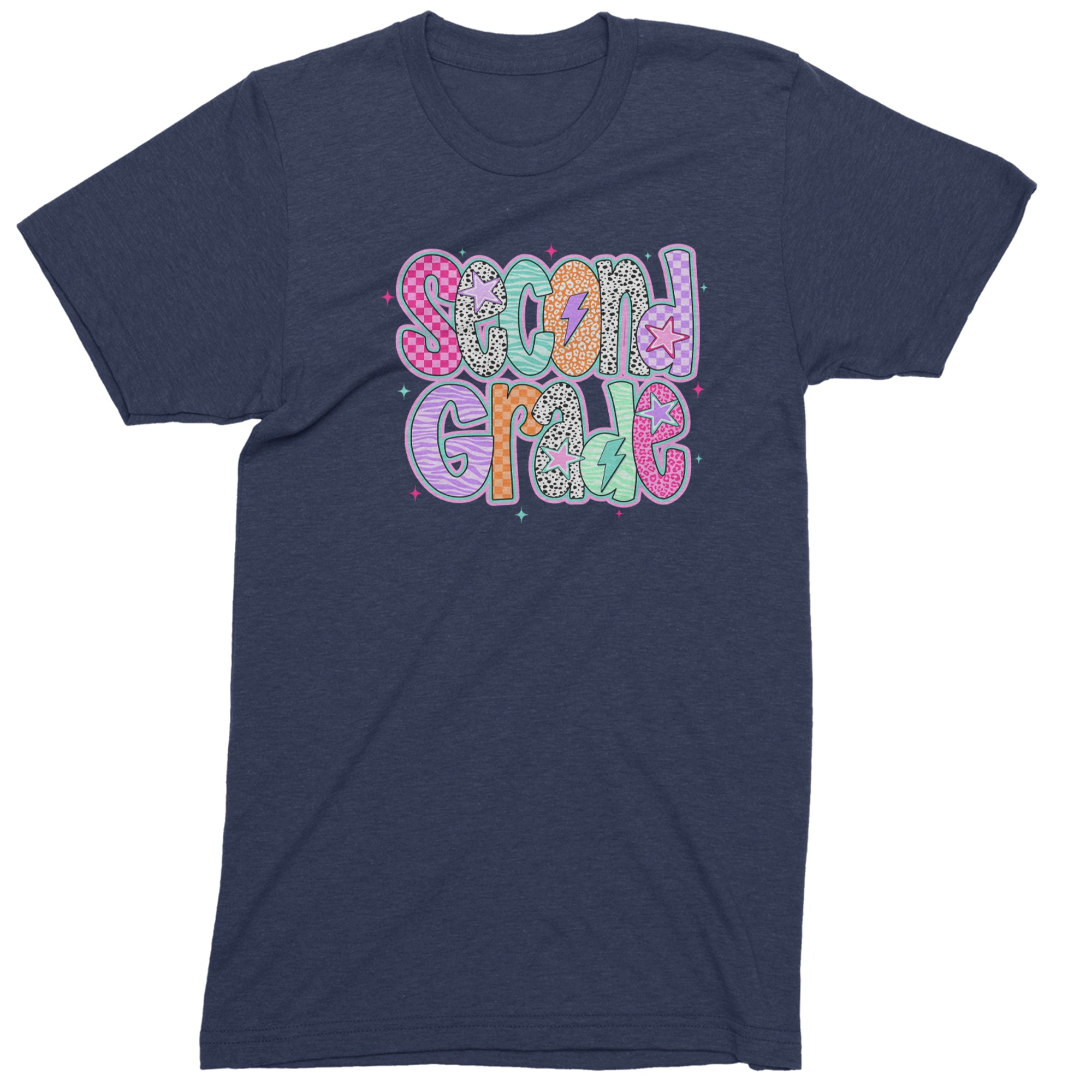 Second Grade Star Colorful Back to School Men's T-shirt Navy Blue