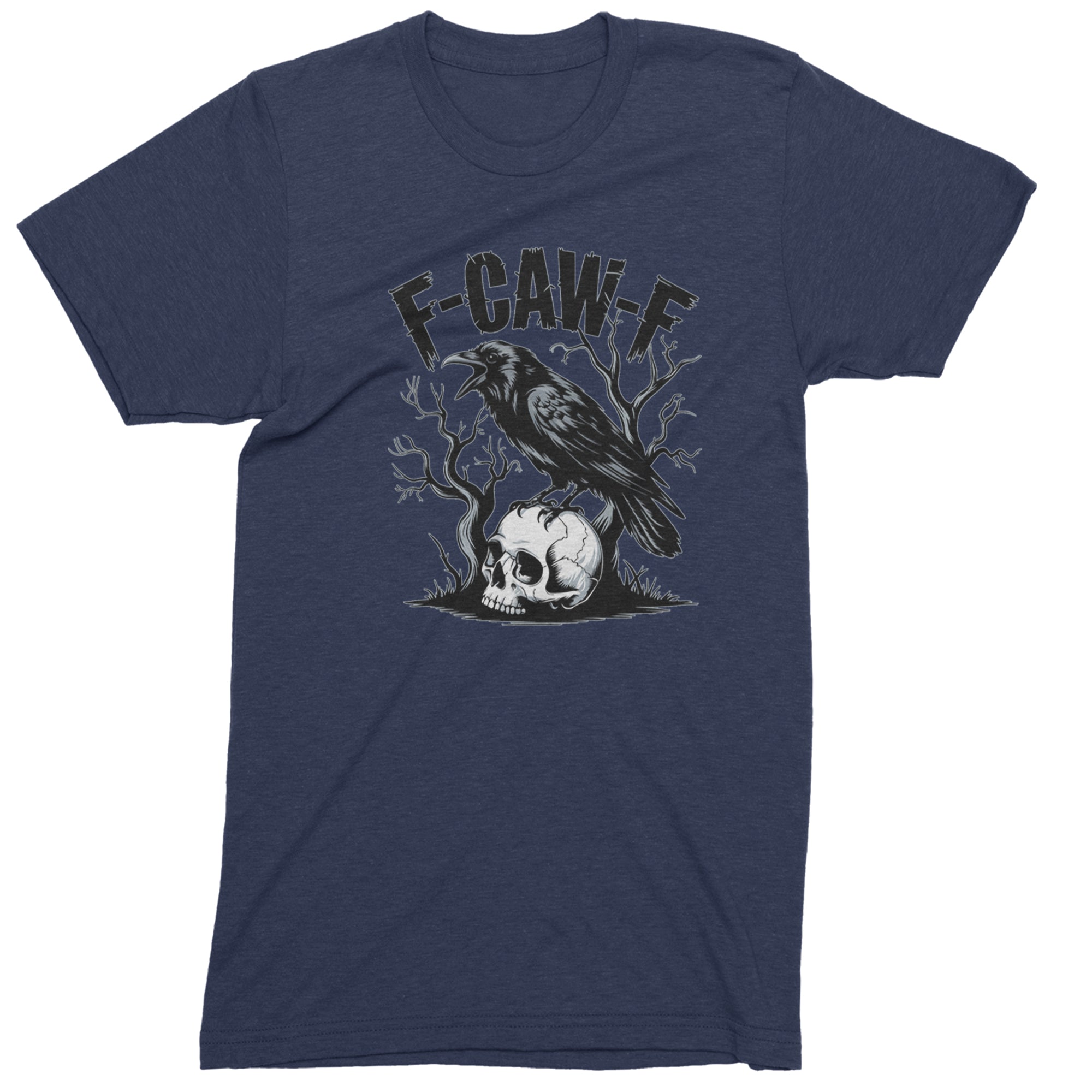 F-Caw-F Crow On Skull F-ck Off Gothic Men's T-shirt Navy Blue