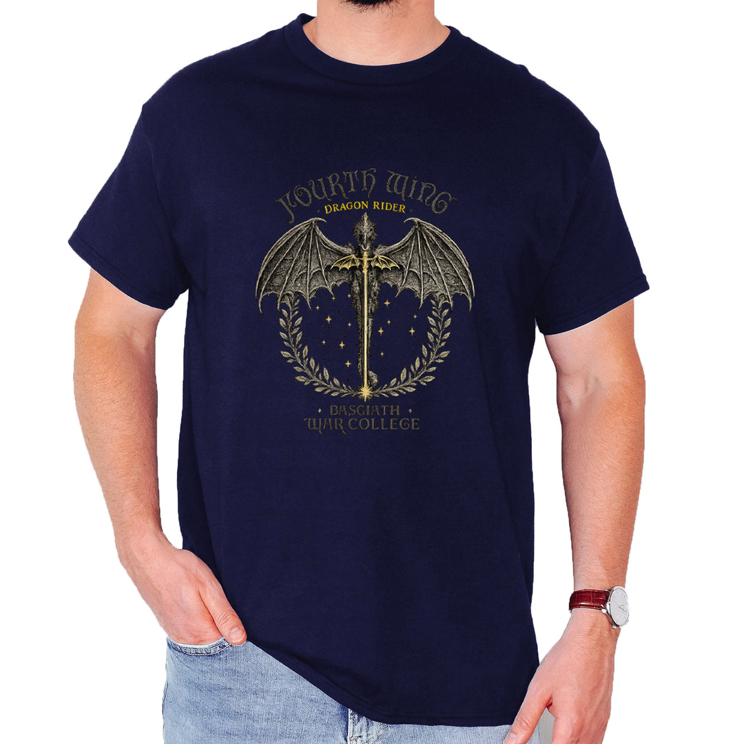 Fourth Wing Dragon Rider Vintage Basgiath War College Mens T-shirt Navy Blue