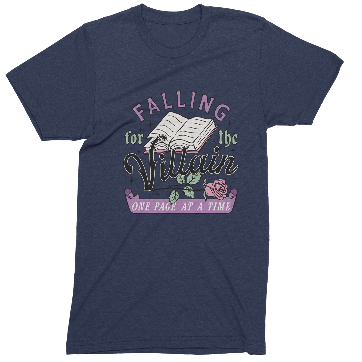 Falling For The Villain One Page At A Time  Mens T-shirt Navy Blue