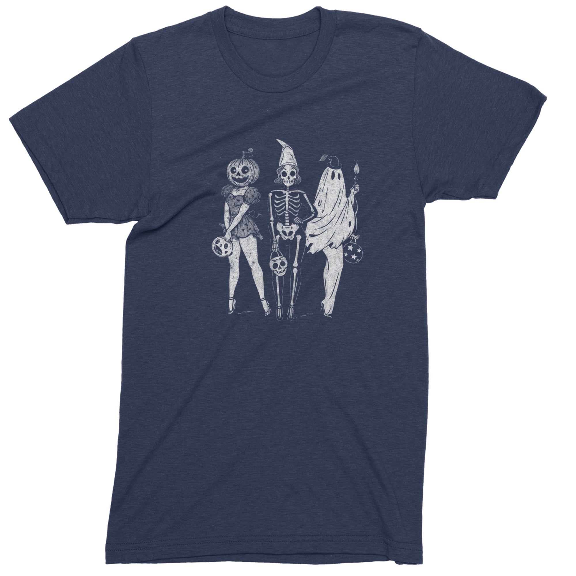 Vintage Spooky Squad Pinup Halloween Design Mens T-shirt Navy Blue
