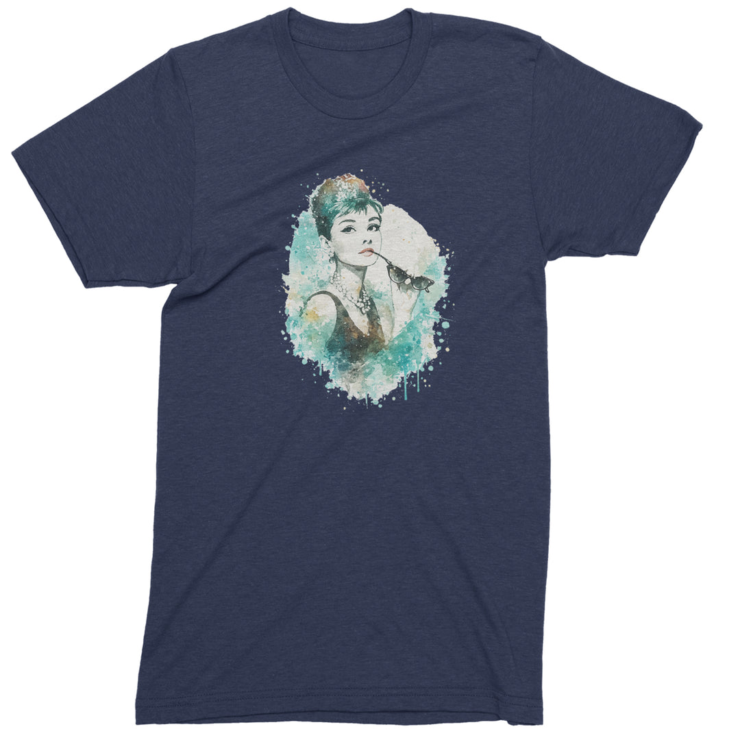 Mrs. Herpburn Iconic Watercolors Mens T-shirt Navy Blue