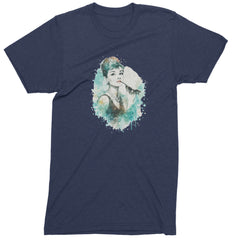 Mrs. Herpburn Iconic Watercolors Mens T-shirt Navy Blue