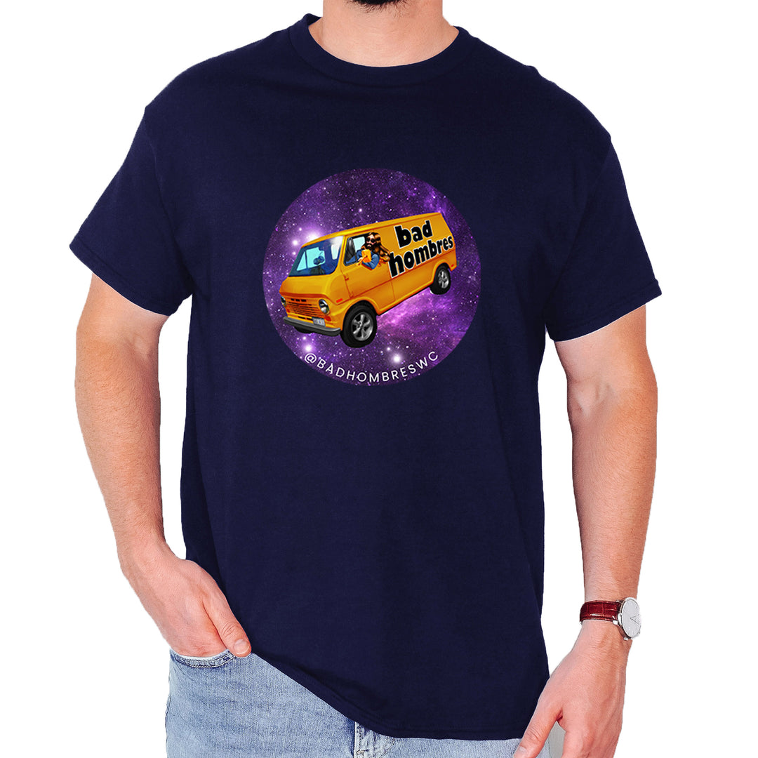 Bad Hombres Space West Chester Band Mens T-shirt Navy Blue