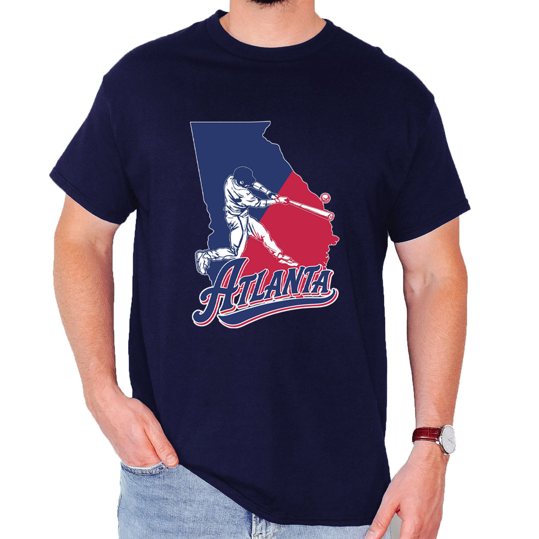 Atlanta Georgia Batter Up Mens T-shirt Navy Blue