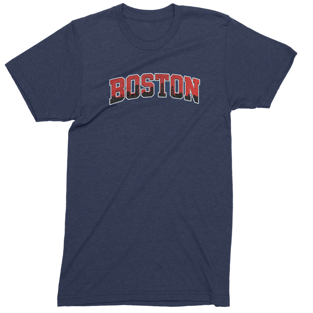 Boston City Pride Skyline Mens T-shirt Navy Blue