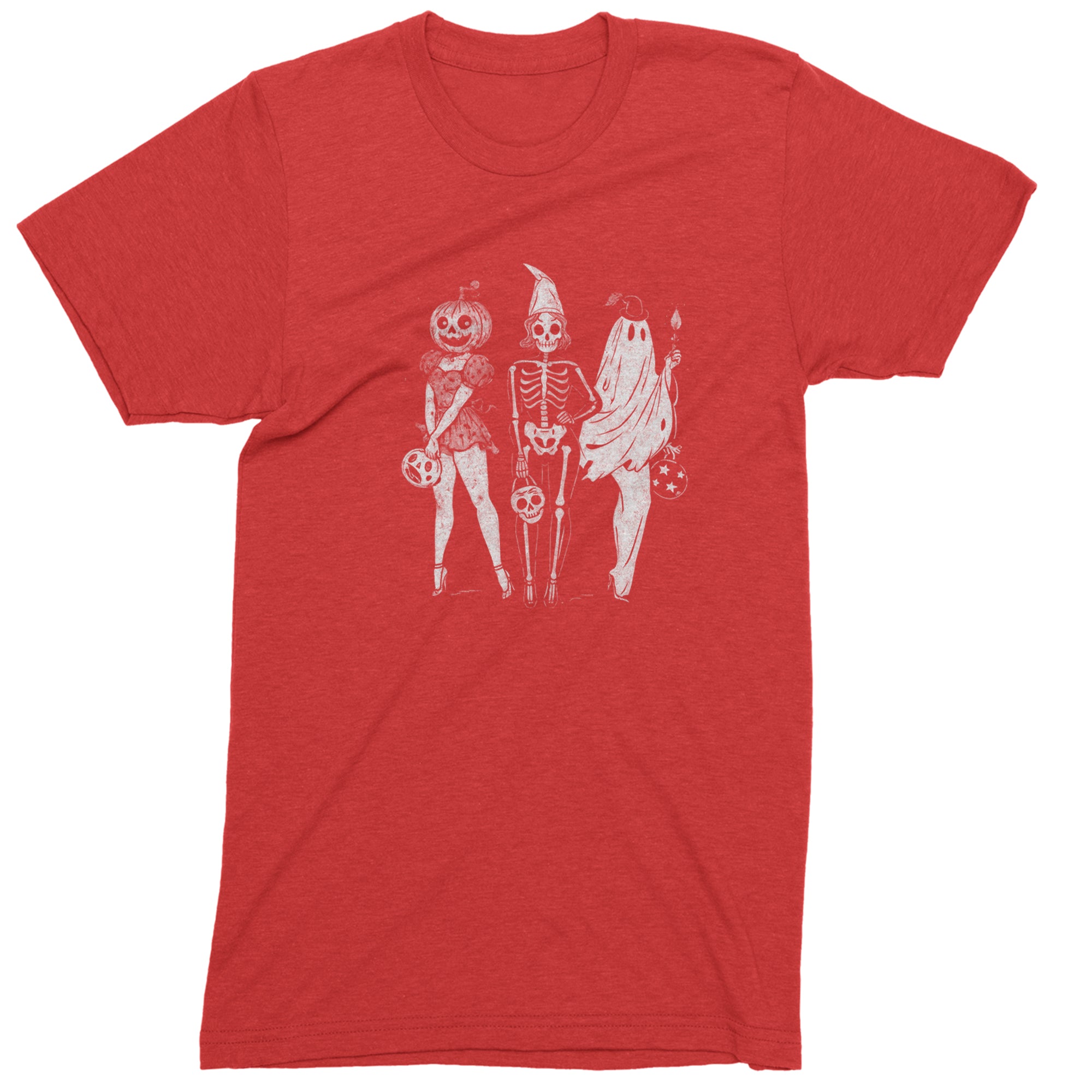 Vintage Spooky Squad Pinup Halloween Design Mens T-shirt Red
