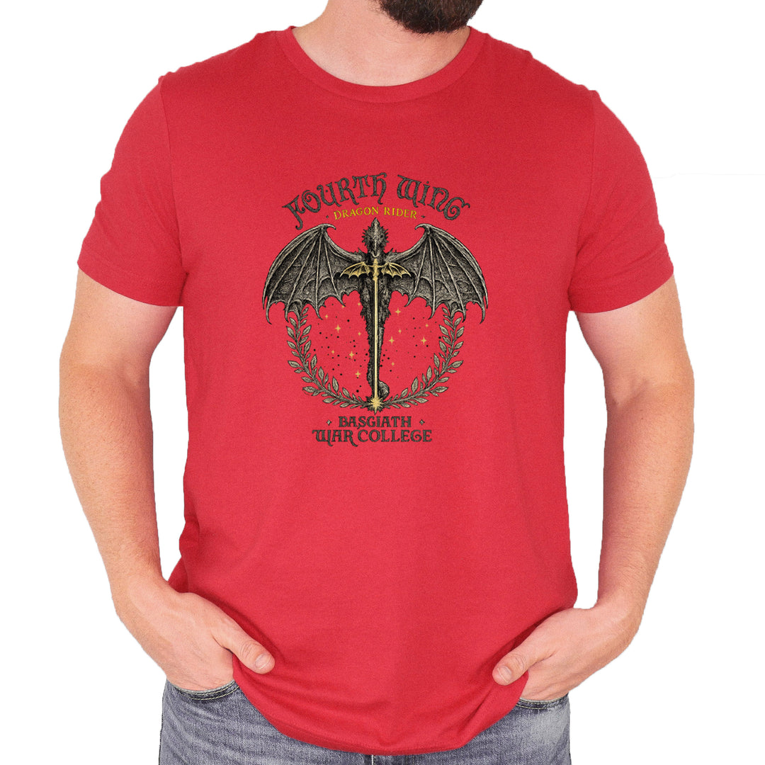 Fourth Wing Dragon Rider Vintage Basgiath War College Mens T-shirt Red