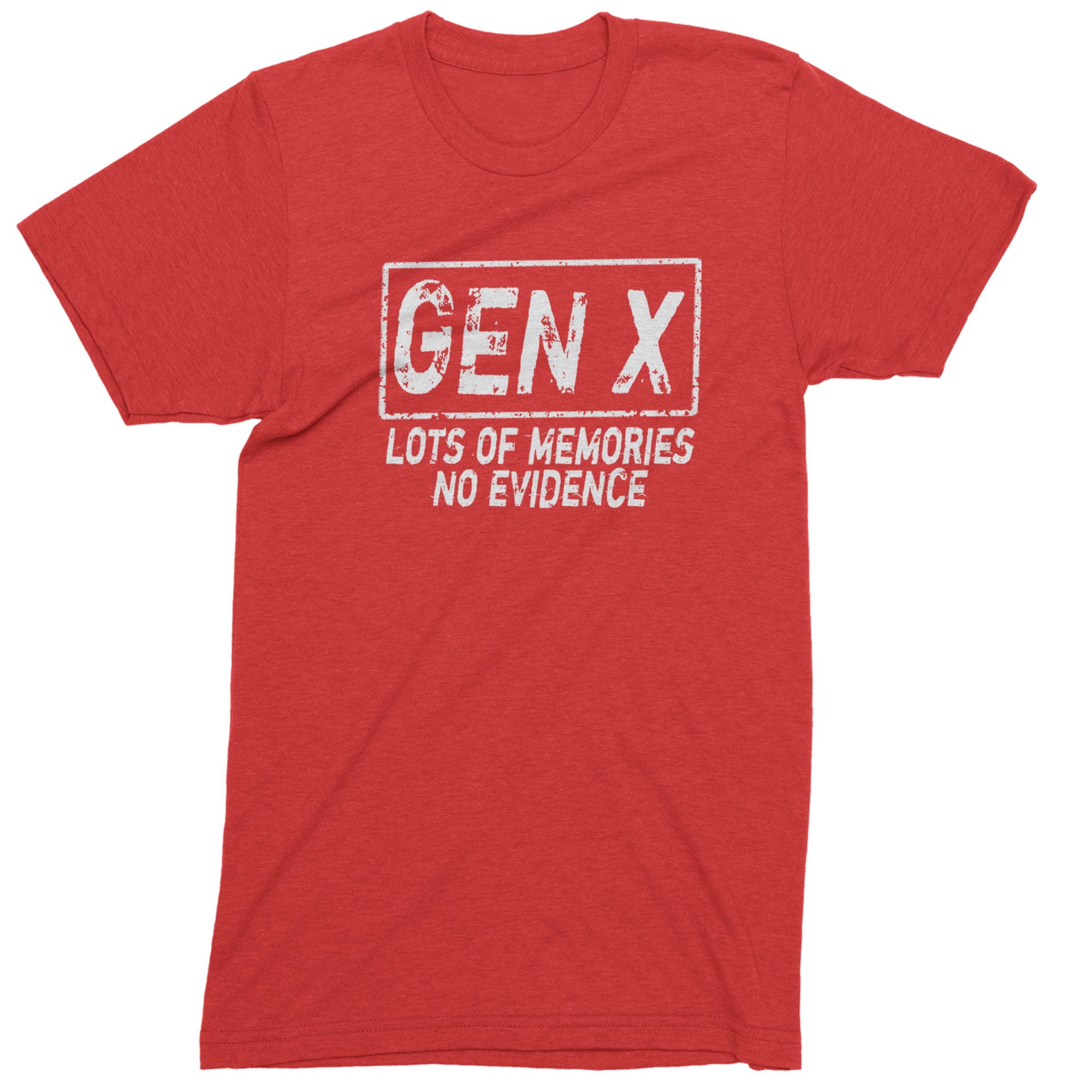 Gen X Lots of Memories No Evidence Nostalgia Mens T-shirt Red