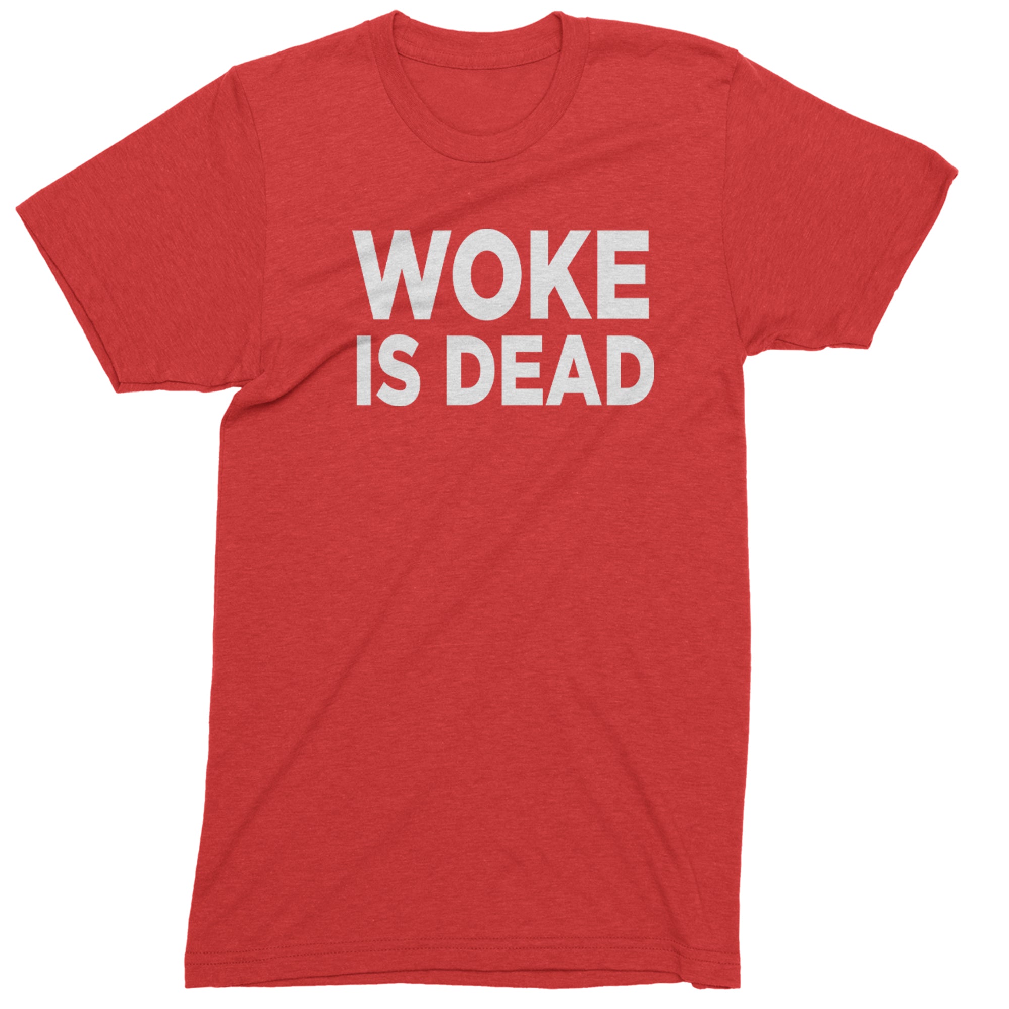 Woke Is Dead Satire Mens T-shirt Red