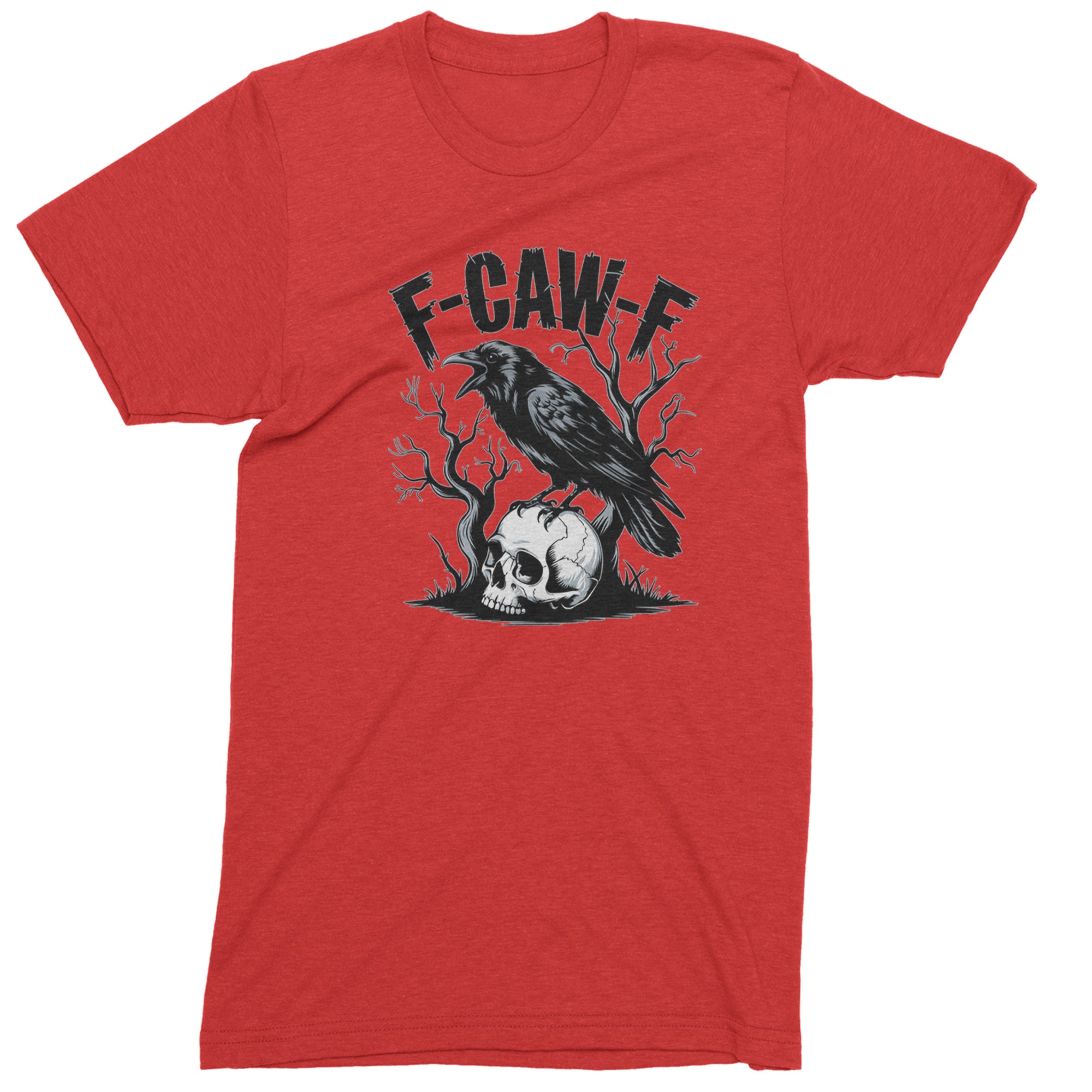 F-Caw-F Crow On Skull F-ck Off Gothic Men's T-shirt Red