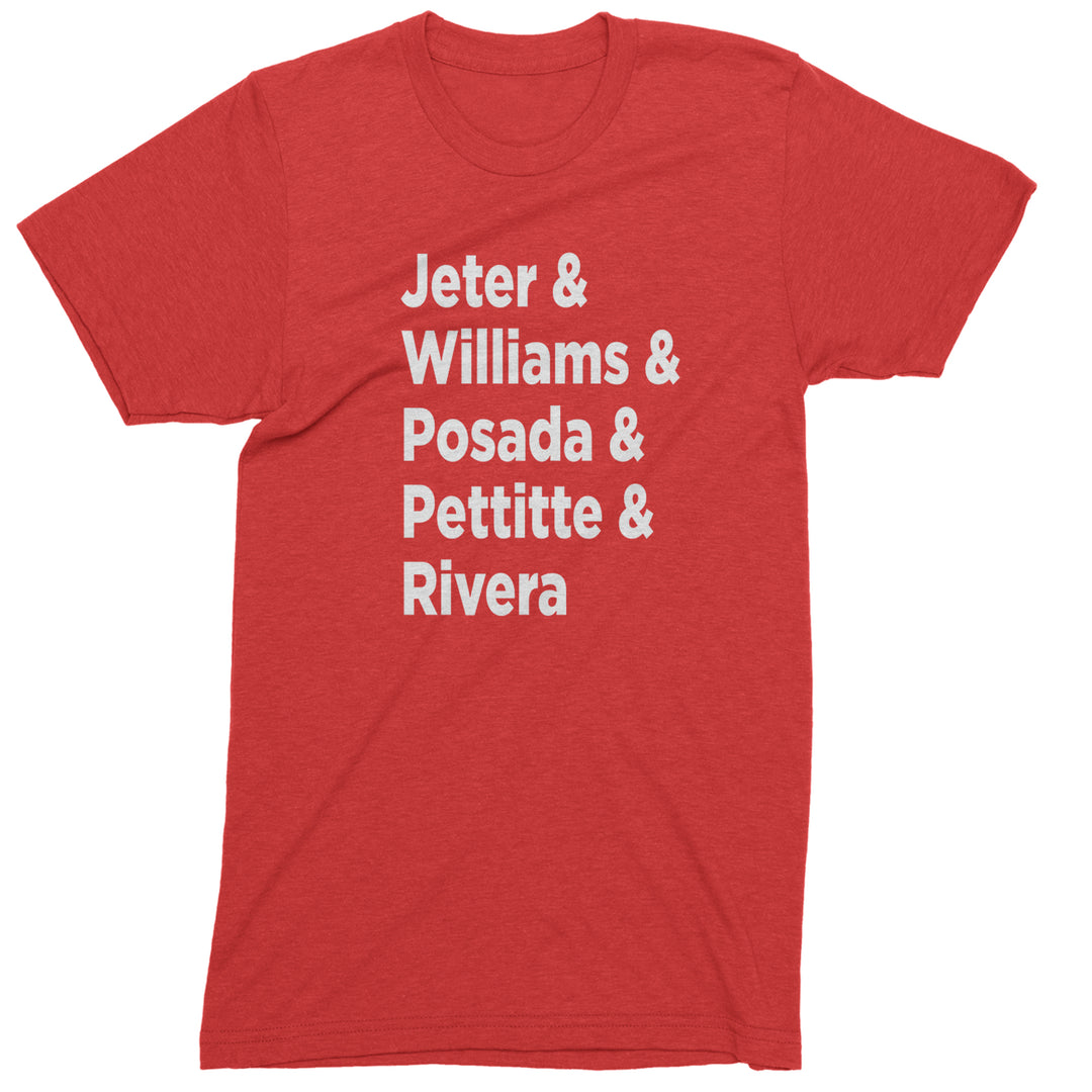 Jeter & Williams & Posada & Pettitte & Rivera Mens T-shirt Red