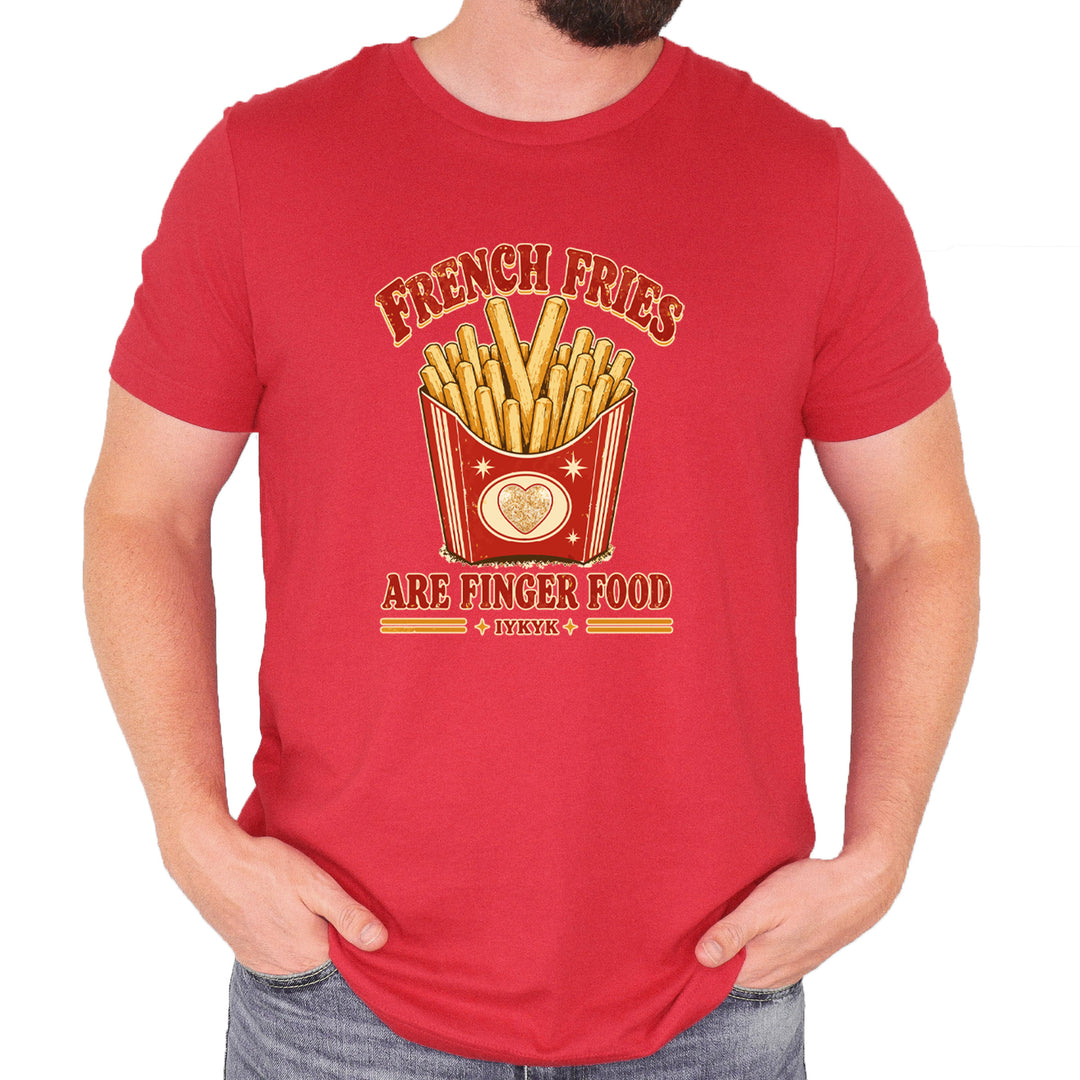 French Fries Are Finger Food IYKYK Mens T-shirt Red