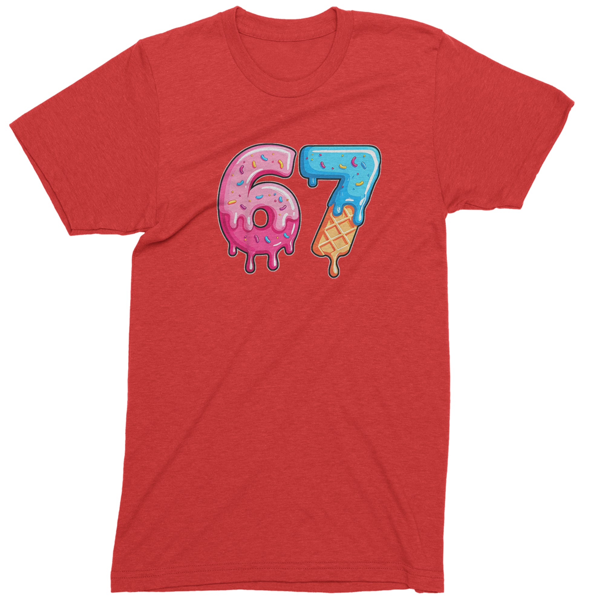 67 Dripping Ice Cream Donut Melt Mens T-shirt Red