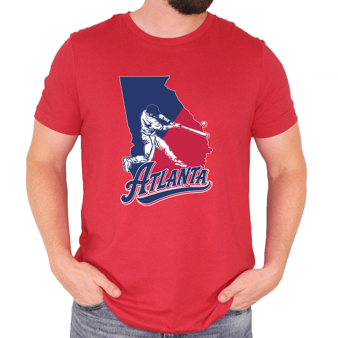 Atlanta Georgia Batter Up Mens T-shirt Red