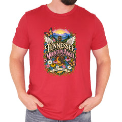 Tennessee Mountain Angel Wings Dolly Mens T-shirt Red