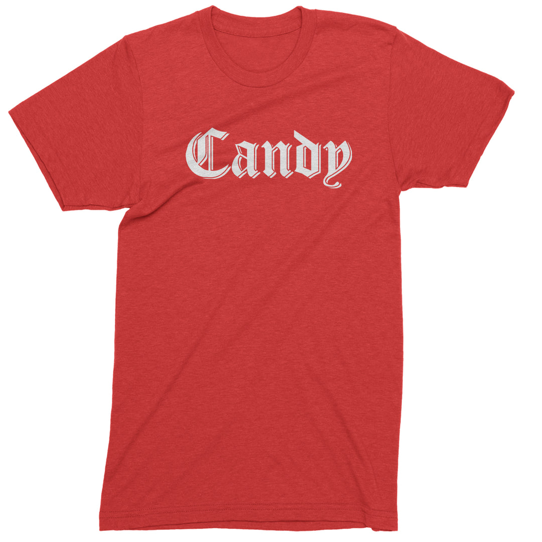 Candy Gothic Lettering Mens T-shirt Red