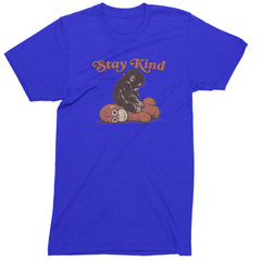 Punch Stay Kind Macaque Mens T-shirt Royal Blue