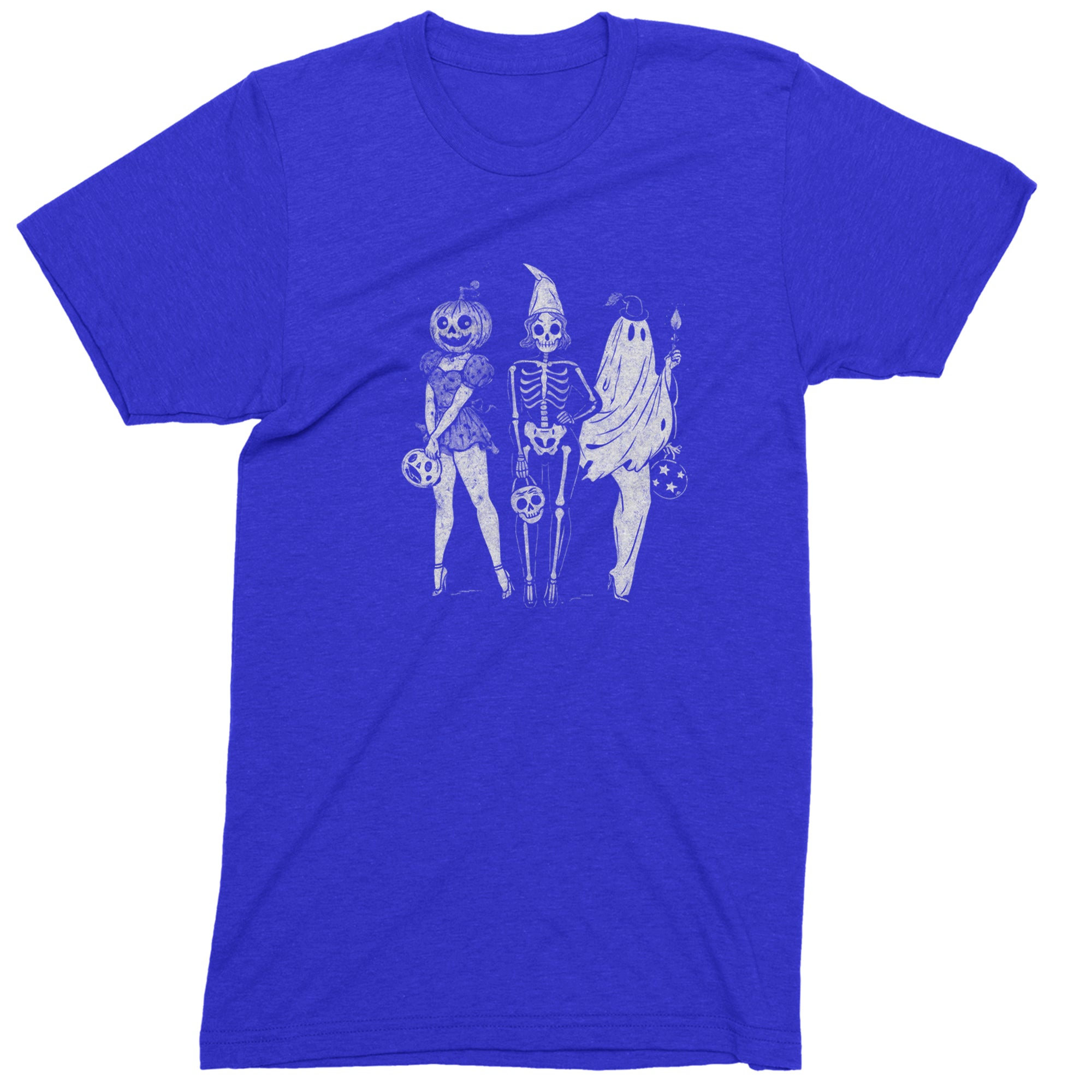 Vintage Spooky Squad Pinup Halloween Design Mens T-shirt Royal Blue