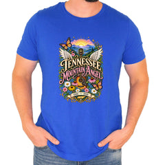 Tennessee Mountain Angel Wings Dolly Mens T-shirt Royal Blue
