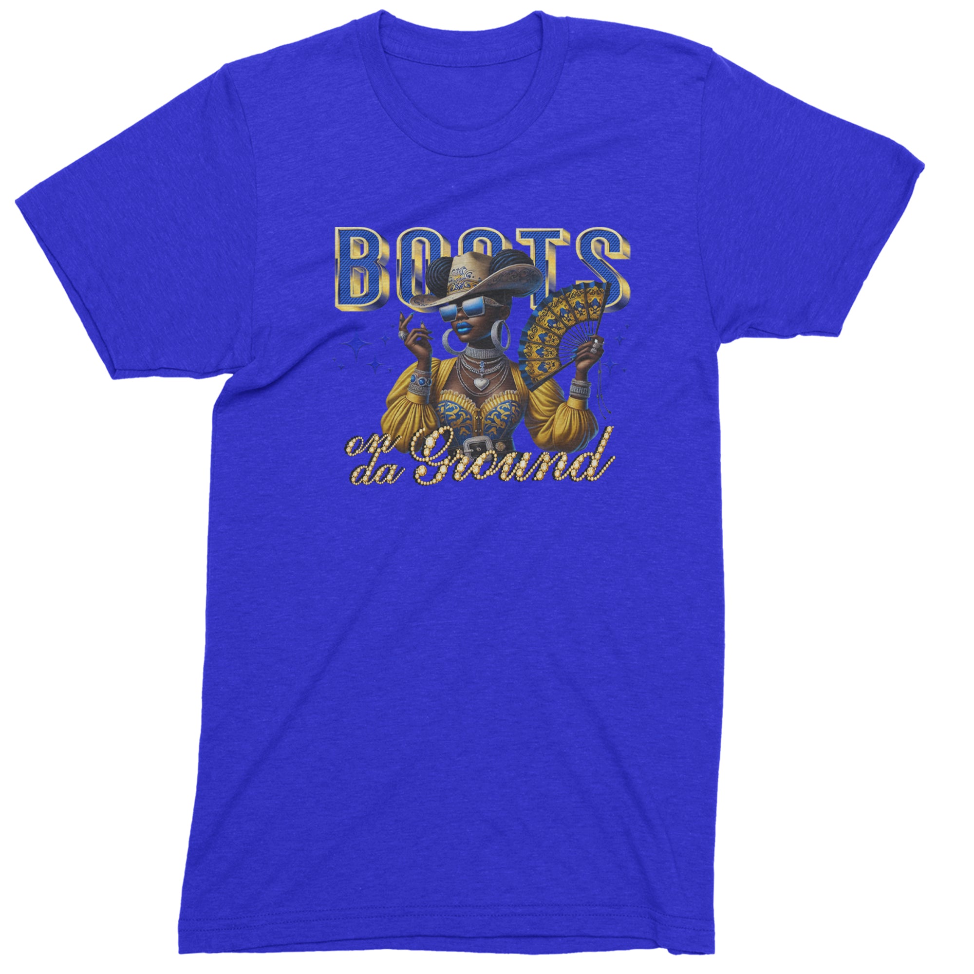 Boots On Da Ground Folding Fan Men's T-shirt Royal Blue