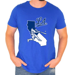 Los Angeles Baseball Batter Up Mens T-shirt Royal Blue